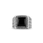 Gentleman's Signet Ring + Onyx High Polish // Silver + Black (Size 8)