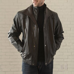 Double Collar Leather Bomber // Black (XS)