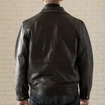 Double Collar Leather Bomber // Black (XS)