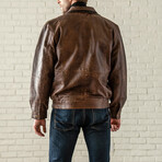 Double Collar Leather Bomber // Brown (XS)