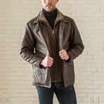 Shearling Collar Jacket // Brown (XS)