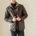 Shearling Collar Jacket // Brown (XS)