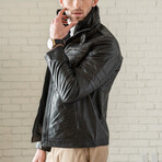 Removable Collar Leather Jacket // Black (XS)