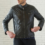 Biker Leather Jacket // Black (XS)