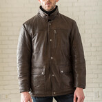 Shearling Collar Jacket // Brown (XS)