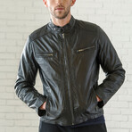 Biker Leather Jacket // Black (XS)