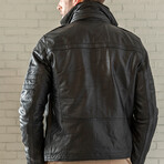 Removable Collar Leather Jacket // Black (XS)