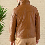 Removable Collar Leather Jacket // Cognac (XS)