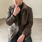 Shearling Collar Jacket // Brown (XS)