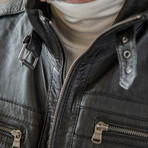 Removable Collar Leather Jacket // Black (XS)