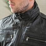 Removable Collar Leather Jacket // Black (XS)