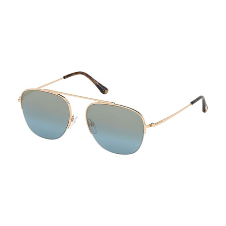 Men's Abott Sunglasses // Shiny Rose Gold + Blue Mirrored