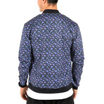 Garden Party Bomber Jacket // Navy + Pink Microfloral (XL)