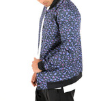 Garden Party Bomber Jacket // Navy + Pink Microfloral (XL)