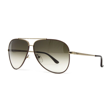 Ferragamo // Men's SF131S Sunglasses // Shiny Brown + Dark Brown