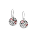 Women's Circular Coral + Dragonfly Accent Earrings
