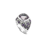 Women's Cushion Rose De France Amethyst + Pave Amy Stones Ring (7)