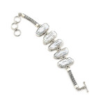 Women's White Biwa Pearl Linked Bracelet