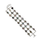 Women's Gray Mother of Pearl 3-Row Link Bracelet
