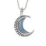Women's Crescent Moon Labradorite Pendant + Chain