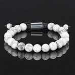 Natural Stone Beads Adjustable Cord Tie Bracelet // 8mm (Howlite)