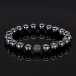 Crucible Agate + Black Matte Onyx Bead Stretch Bracelet // 10mm (Light Gray Matte Agate)
