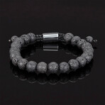 Lava Natural Stone Beads Adjustable Cord Tie Bracelet // 8mm