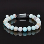 Marbled Natural Stone Adjustable Cord Tie Bracelet // 8mm (Crazy Lace Agate)