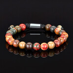 Marbled Natural Stone Adjustable Cord Tie Bracelet // 8mm (Crazy Lace Agate)