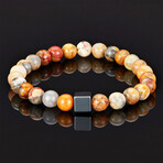 Hematite Cube + Natural Stone Stretch Bracelet // 8mm (Yellow Agate)