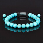 Natural Stone Beads Adjustable Cord Tie Bracelet // 8mm (Turquoise)