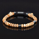 Rondelle Beads + Hematite Disc Beads Adjustable Cord Tie Bracelet (Picture Jasper Stone)