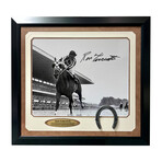 Ron Turcotte Signed "Secretariat" Far Away Belmont Photo // Framed