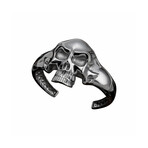 Silver Skull Bracelet // Black (L)