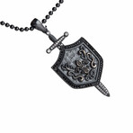 Fleur De Lis Sword Shield Necklace // Black (M)