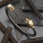 Skull Bracelet // Black + Gold (XL)
