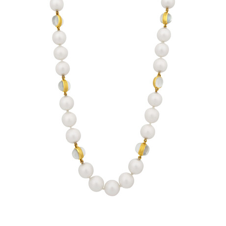 Assael 18k Yellow Gold Diamond + Moonstone Necklace // Store Display