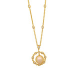 18k Yellow Gold Diamond + South Sea Pearl Necklace // 16" // Store Display