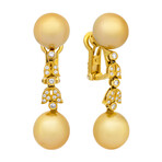 Assael 18k Yellow Gold Diamond + Golden South Sea Pearl Earrings // Store Display