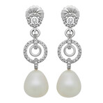 18k White Gold Diamond + South Sea Pearl Earrings VII // Store Display