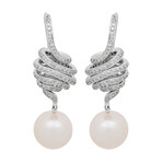 Assael 18k White Gold Diamond + Pearl Earrings // Store Display