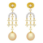 Assael 18k Yellow White Gold Diamond + South Sea Pearl Earrings II // Store Display