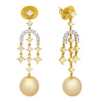 Assael 18k Yellow White Gold Diamond + South Sea Pearl Earrings II // Store Display