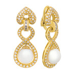Assael 18k Yellow Gold Diamond + South Sea Pearl Earrings // Store Display