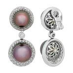 Assael 18k White Gold Diamond + Tahitian Pearl Earrings II // Store Display