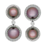 Assael 18k White Gold Diamond + Tahitian Pearl Earrings II // Store Display