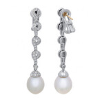 18k White Gold Diamond + South Sea Pearl Earrings I // Store Display