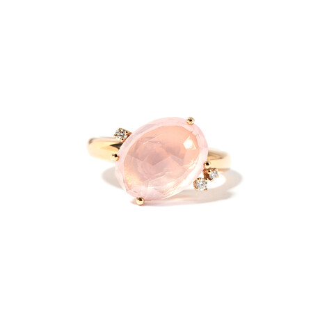 18k Pink Gold Quartz Ring // Ring Size: 7.5