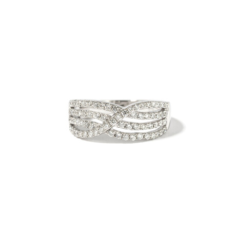 18k White Gold Diamond Crossover Ring // New (Ring Size: 5.5)