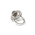 18k White Gold Pearl Ring // Ring Size: 7